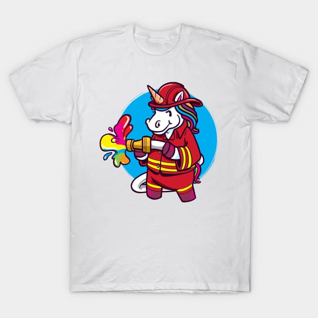 Unicorn Brigade Mythical Creature Unicorn Colourful Fireman For Little Guy T-Shirt by gdimido